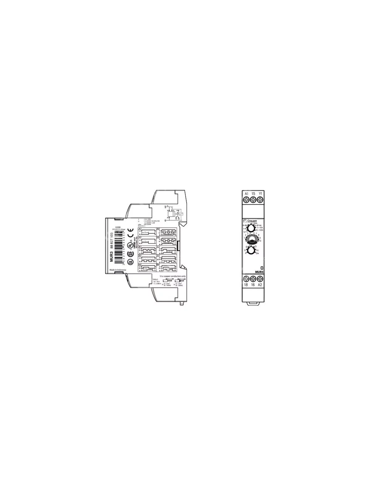 8A timer relay - Crouzet MUR3