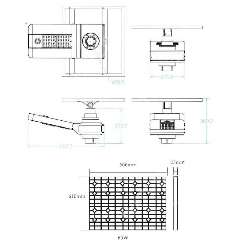 Lampadaire solaire - LED autonome WU 50W 18V - Panneau 150W