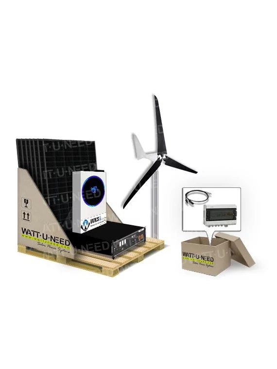 6-panel self-consumption kit with LITHIUM storage and wind turbine