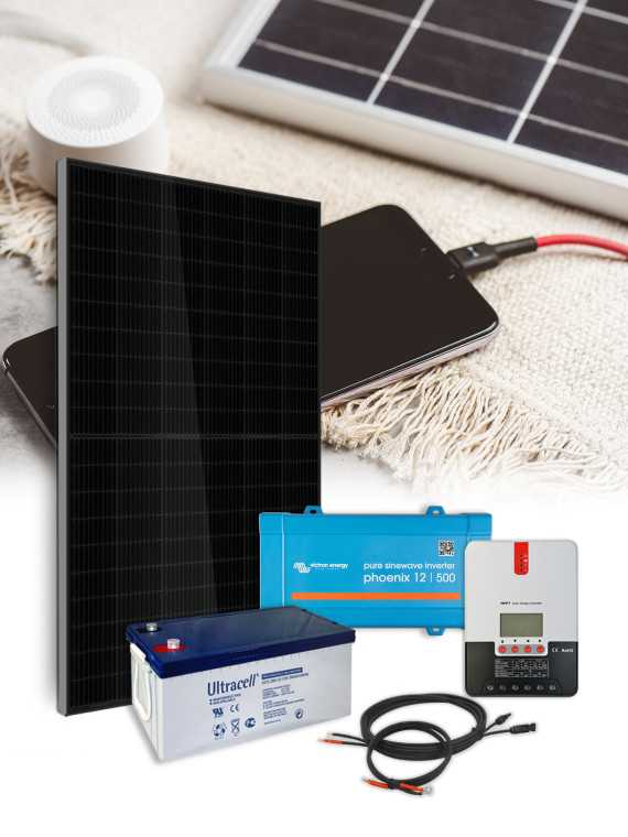 Kit 1 panel 500VA con aerogenerador y almacenamiento