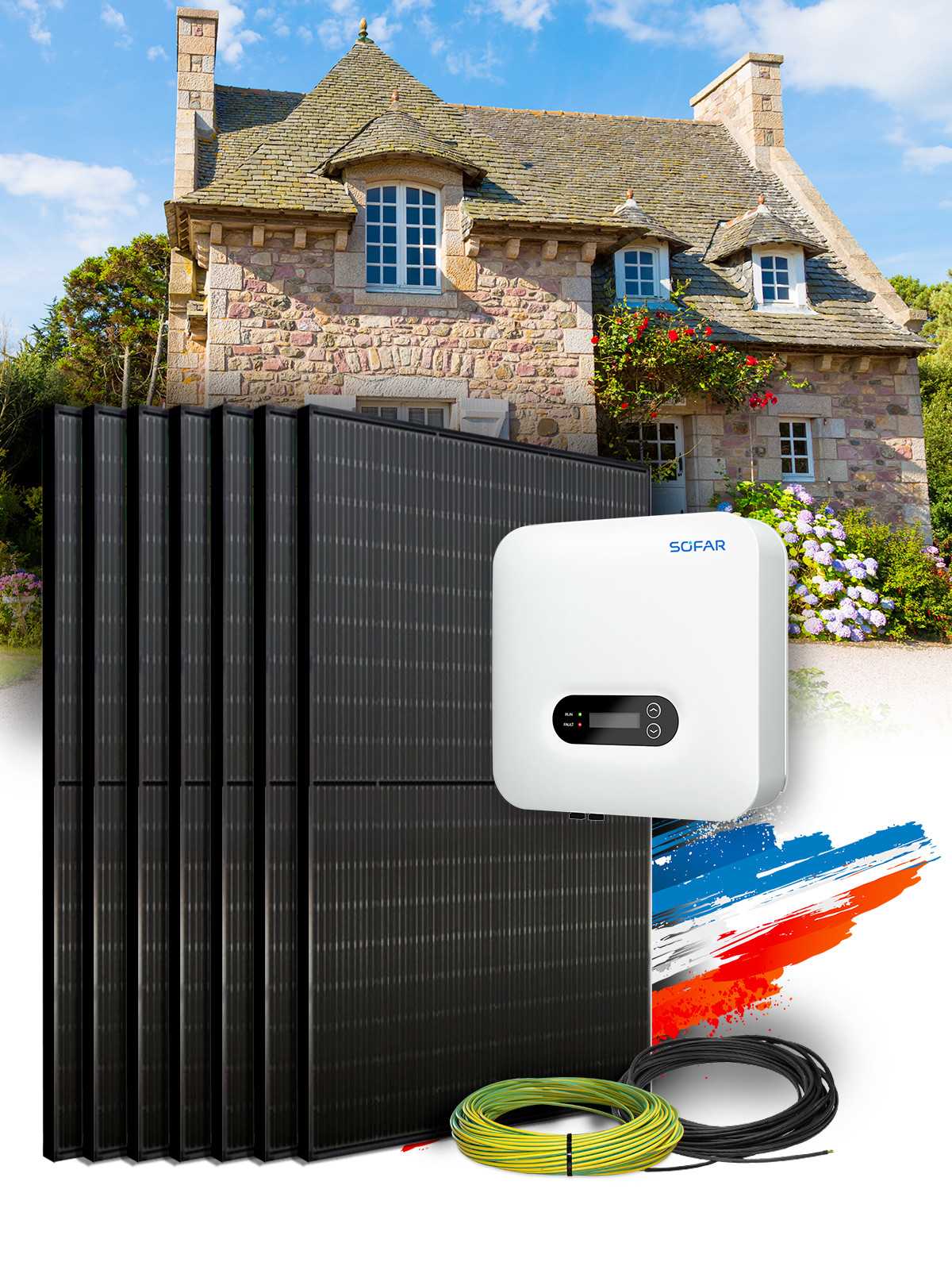 Self-consumption kit 7 panels 3 kWp with installation in France