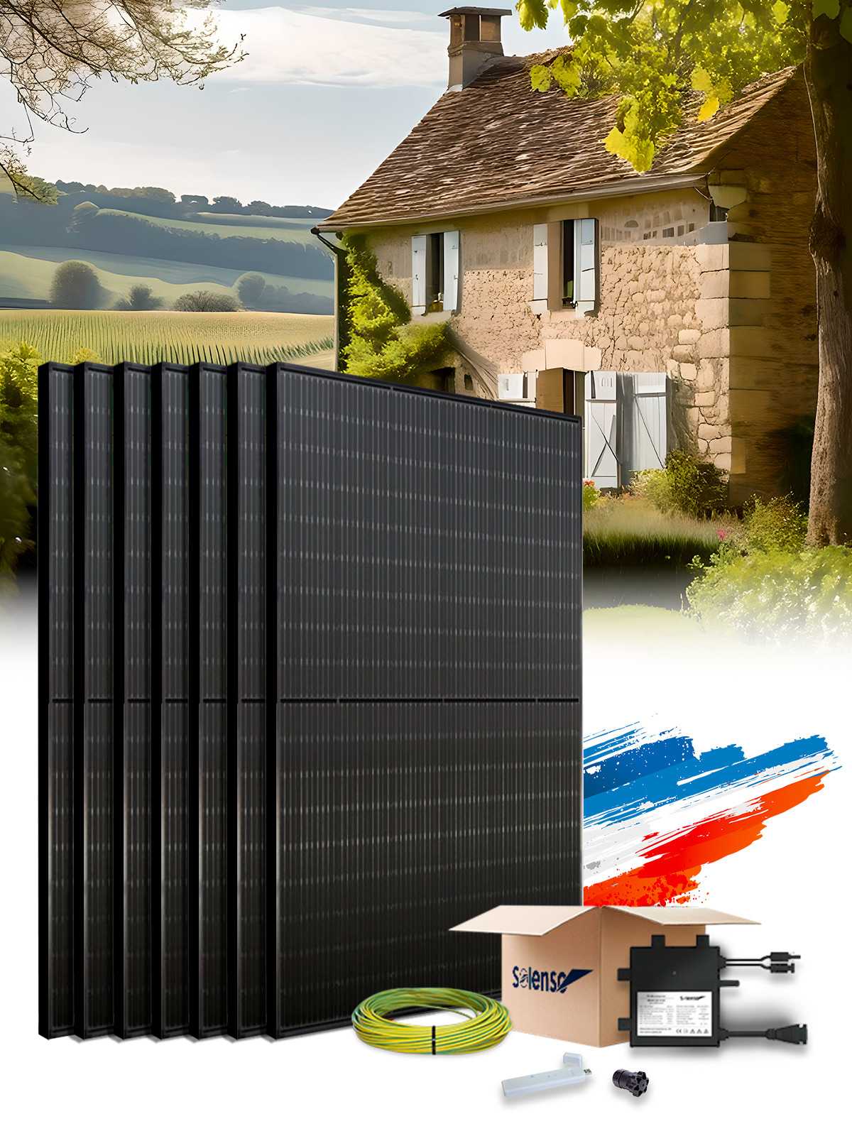 Kit de autoconsumo con 6 paneles 3kWp Solenso e instalación en Francia