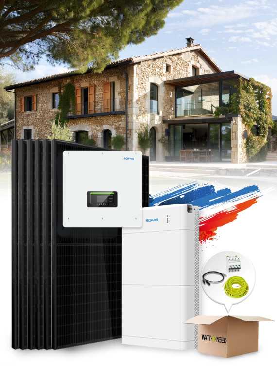 Self-consumption / reinjection kit 25 panels 10 kW with storage and installation in France