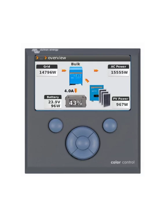 Victron color control GX: proporciona un control y supervisión intuitivos de todos los dispositivos conectados
