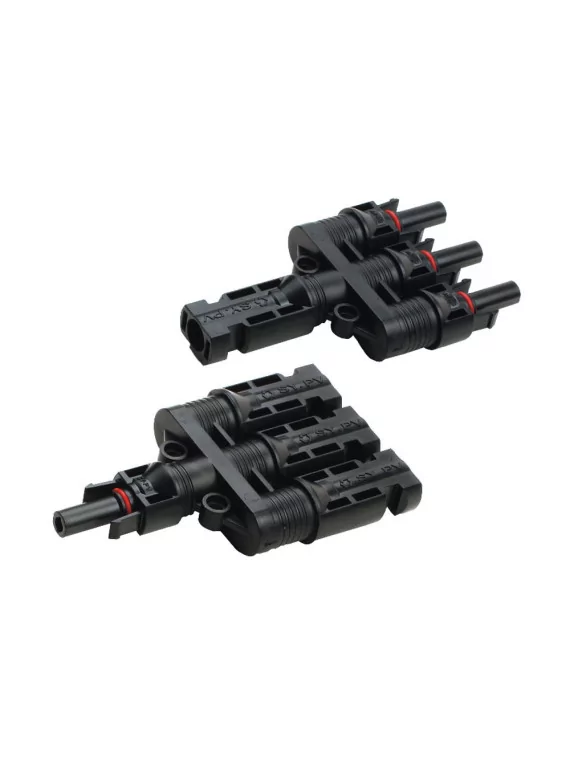 Conector MC4 triple masculino y femenino