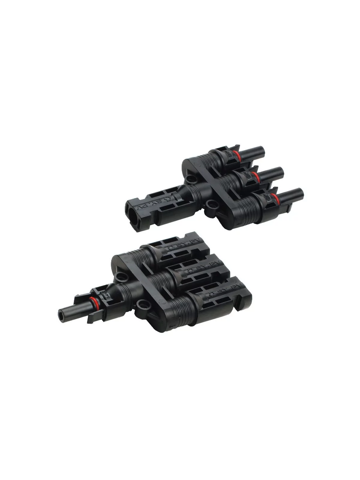 Conector MC4 triple masculino y femenino