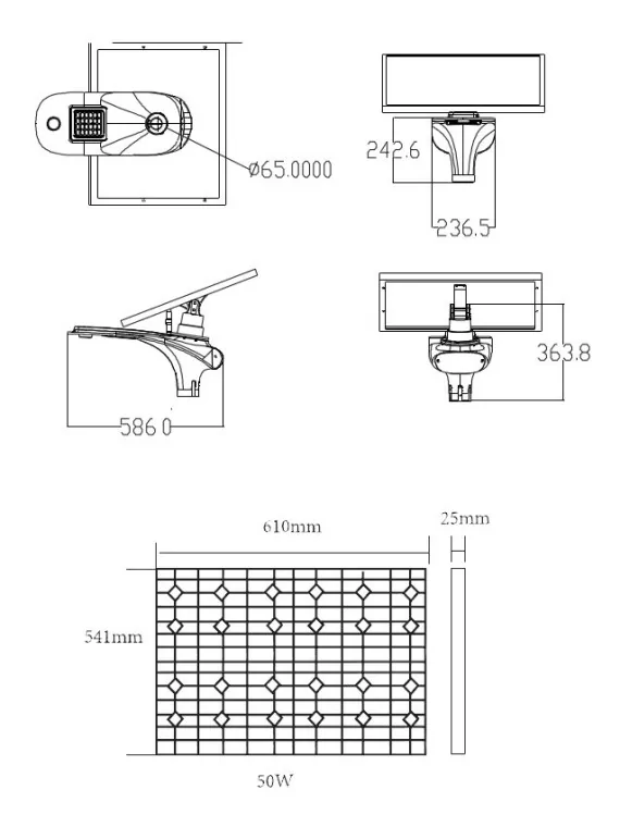 Lampadaire solaire - LED autonome 15W 18V FB