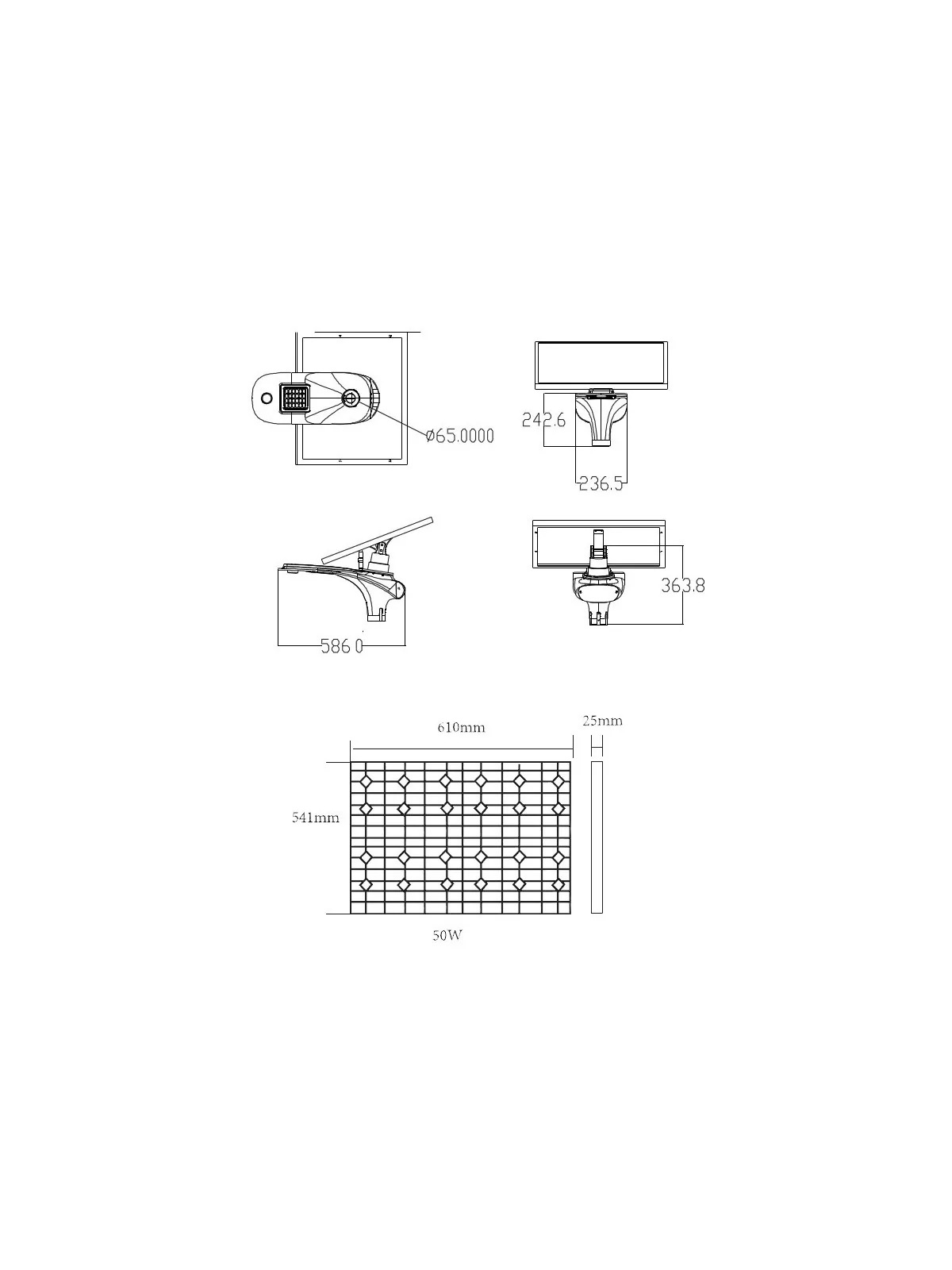 Lampadaire solaire - LED autonome 15W 18V FB