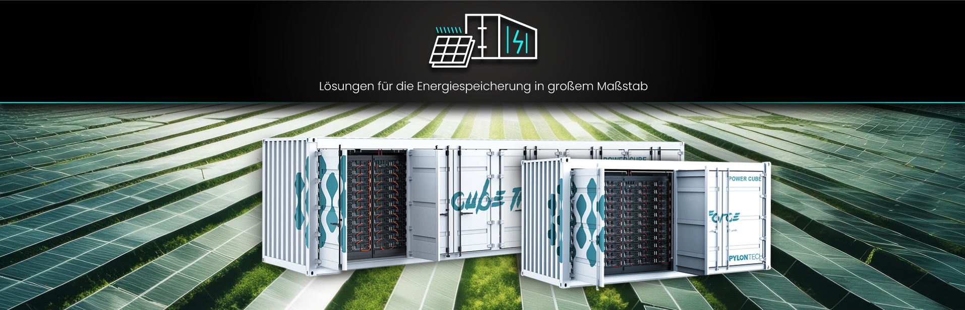 Vorstellung der industriellen Lagerung in einem Container auf einem Solarfeld