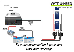 Kit autoconsommation 3 panneaux avec stockage