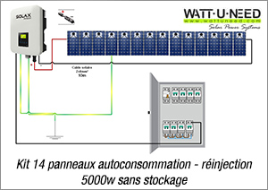 Kit 14 panneaux autoconsommation - réinjection 5000w sans stockage