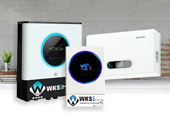 Inversor WKS Circle de 5,6 kVA, inversor WKS MAX II de 10 kVA e inversor Sofar Solar ESI