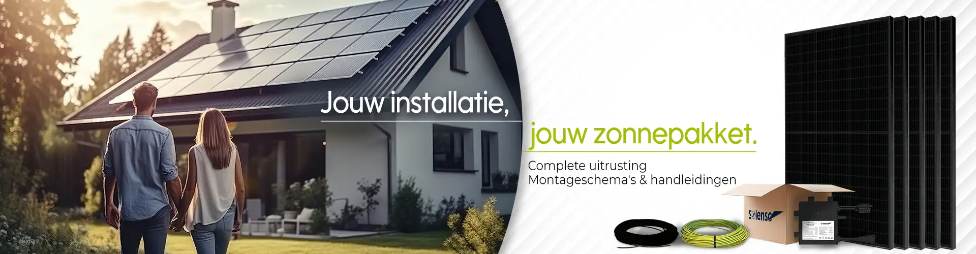 Installatie van een zonnepanelenkit zonnepanelen kabels en micro omvormer